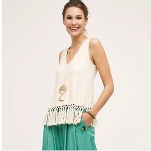Anthroplogie Eri + Ali Deep V Fringe Tank